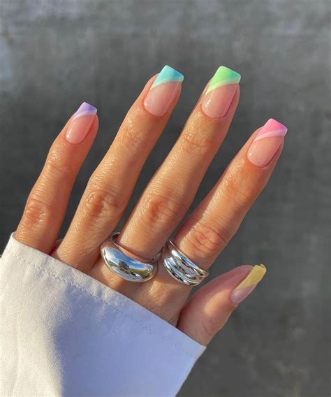 Neon Colored French Tip Nails