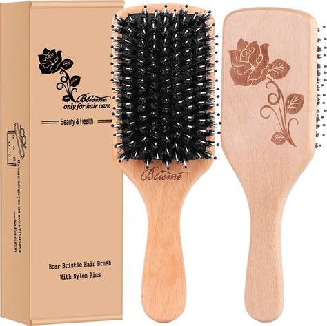 Amazon.com : Bsisme Hair Brush-Boar Bristle Hairbrush with Detangling ...