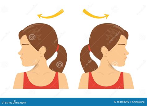 Neck Rotation Exercise. Turning Head Left And Right Cartoon Vector | CartoonDealer.com #156002645