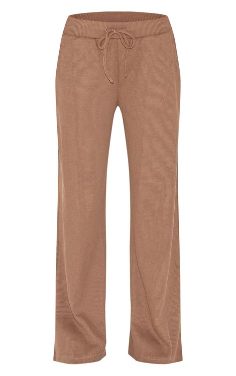 Brown Waffle Wide Leg Trousers | Co-ords | PLT