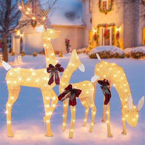 Amazon.com: 3-Piece Christmas Reindeer Family Set, 4.3Ft 3D Lighted ...