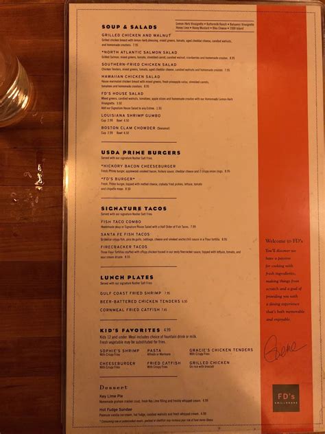 Menu at FD's Grillhouse pub & bar, Springfield