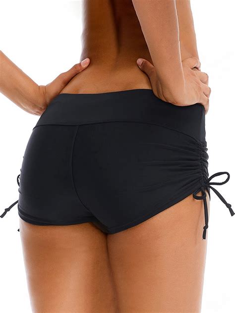 Sunwanar Womens Swim Shorts, Stretchy Bikini Bottoms, Side Drawstring ...