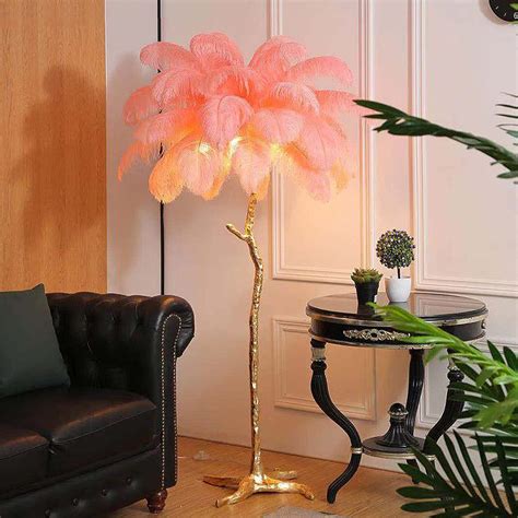 NileMAll Pink Floor Lamp, Floor Lamp for Living Room, Real Ostrich ...