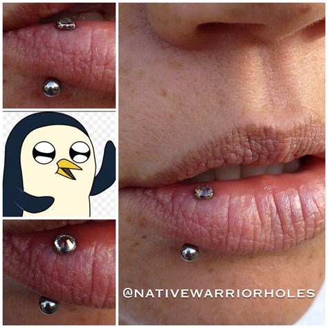 Super rad side vertical labret piercing by @nativewarriorholes ...
