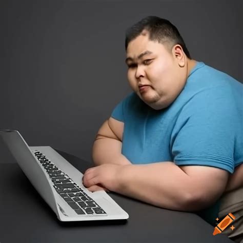 Fat Man On Computer