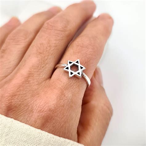 Sterling Silver Star of David Ring: Minimalist Jewish Jewelry - Etsy