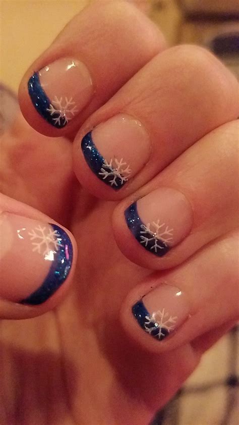 Snowflake sparkles | Winter nails, French nails, Christmas nails