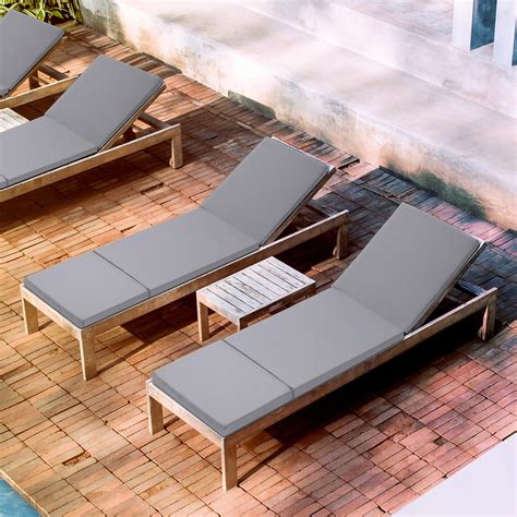 Pinkunn 4 Pcs Chaise Lounge Cushion Waterproof Outdoor Lounge Chair ...