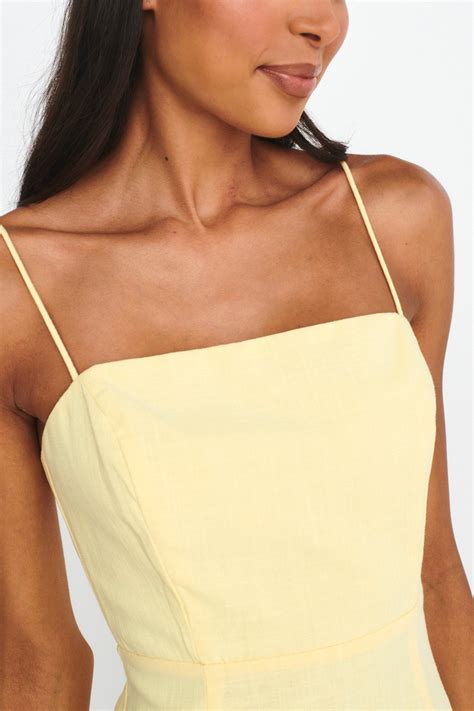 Shop the Light Hearted Square Neckline Maxi Dress Lemon