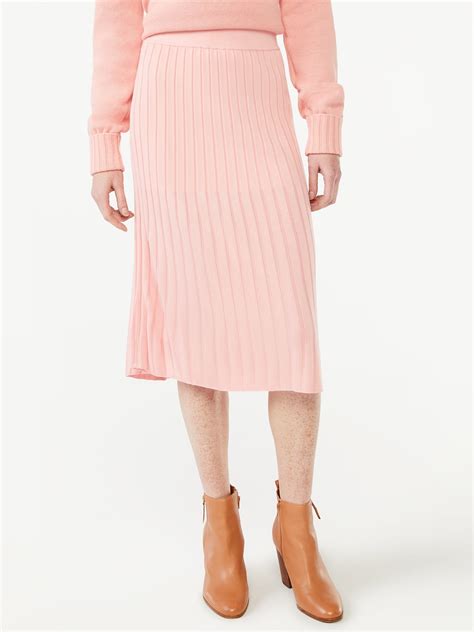 Free Assembly Women's Pleated Midi Sweater Skirt - Walmart.com