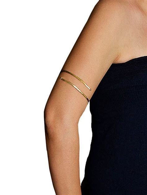 Gold Brass Upper Arm Cuff: Hammered Bicep Bracelet - Etsy
