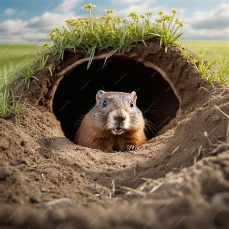 Premium AI Image | GroundhogDay Coming out of a hole in the Groundhog ...