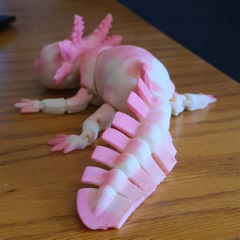 3D printer Adorable Articulated Axolotl, Print-In-Place Body, Snap-Fit ...