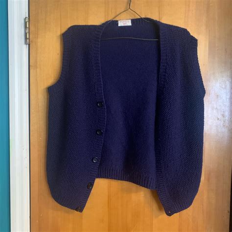 Navy blue Wool vest. Handmade with care, could fit... - Depop