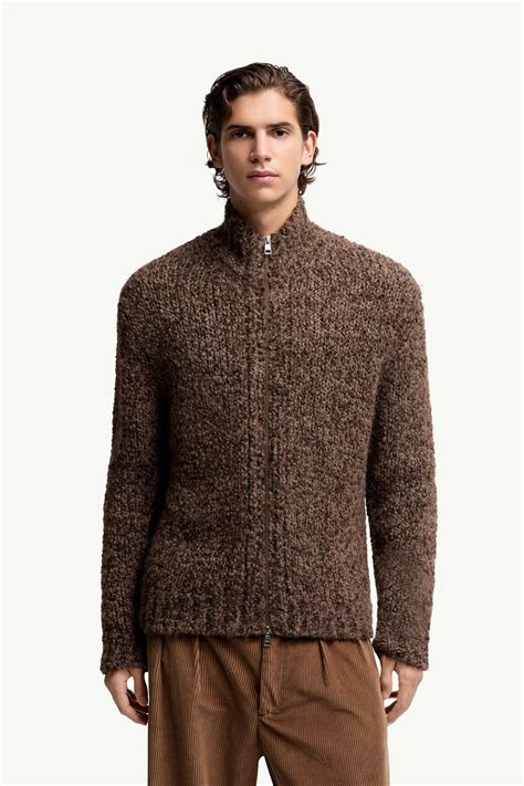 Brown Wool & Alpaca Zip-Up Cardigan - Sweaters & Cardigans for Men ...