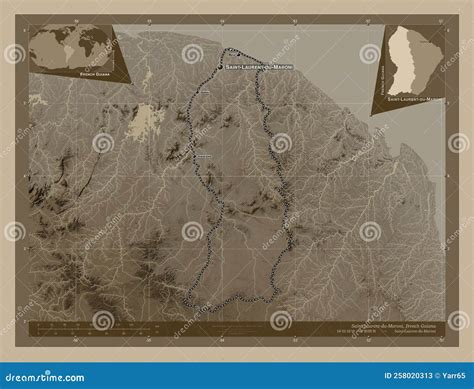 Saint-Laurent-du-Maroni, French Guiana. Sepia. Labelled Points of ...