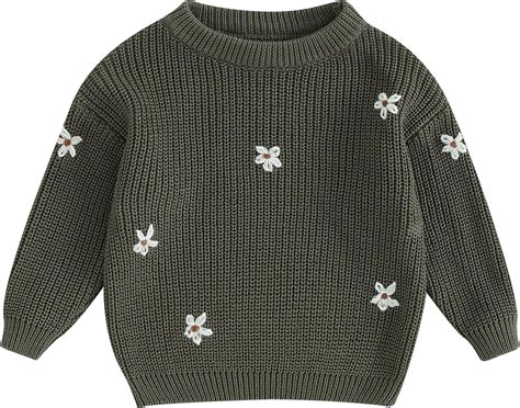 Amazon.com: Infant Toddler Baby Girl Knit Sweater Long Sleeve Floral ...