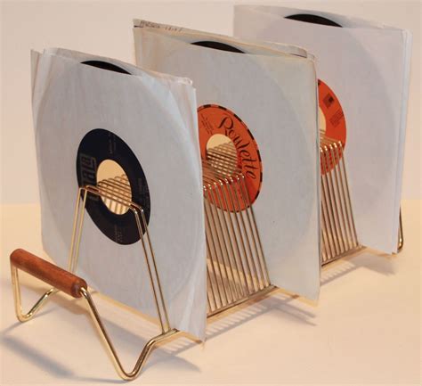 Vintage 7" 45 RPM Vinyl Record Metal Storage Rack Stand Shelf 1960 MCM ...