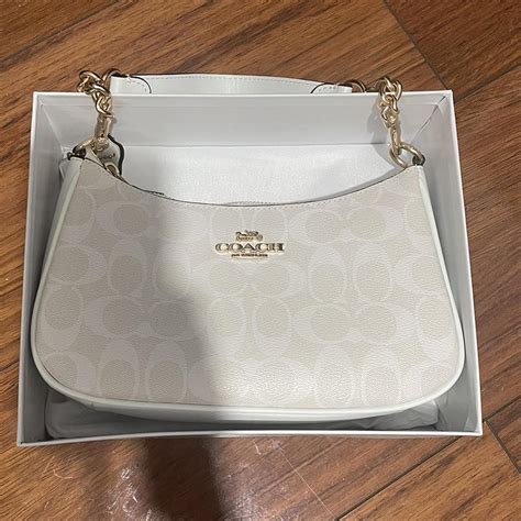 Coach Teri Shoulder Bag Glacier White Includes Box,... - Depop