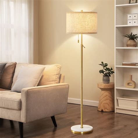 GyroVu Marble Floor Lamp, Adjustable Height Standing Lamp with Marble ...