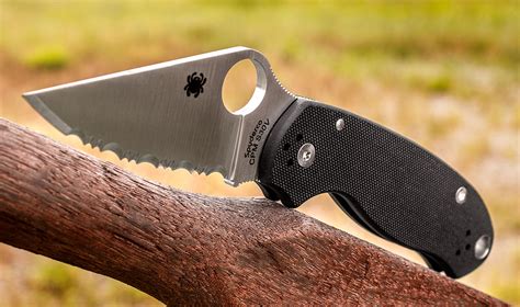 Spyderco Para 3 Folding Knife 3" S45VN Satin Serrated Blade, Black G10 Handles (Paramilitary 3 ...