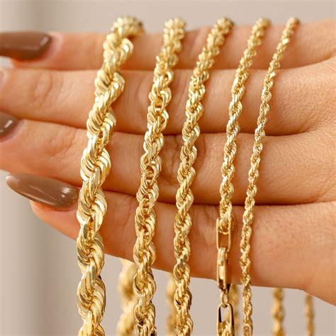 10K Real Gold Rope Chain 2.5mm-5mm Rope Chain10k Gold Chain - Etsy