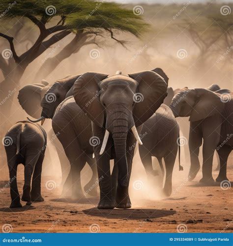 AI Generated Image of a Group of African Elephants in a Jungle in ...