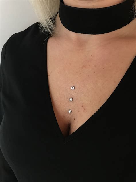 Best Images Dermal Piercing chest Ideas Skin piercings will be also ...