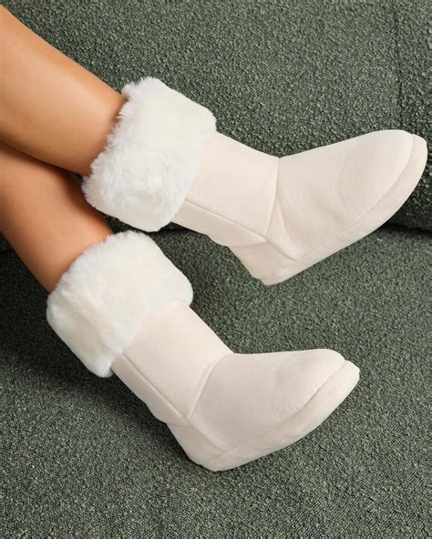Shop Mooloola Whistler Slipper Boots In Ivory/cream - Fast Shipping ...