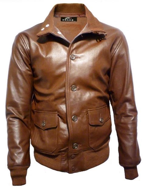 Mens Bomber Leather Jacket Lambskin Vintage Flight A-1 Classic Retro ...