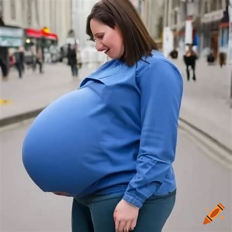 Heavily pregnant, young woman, giant pregnant belly, wearing long ...
