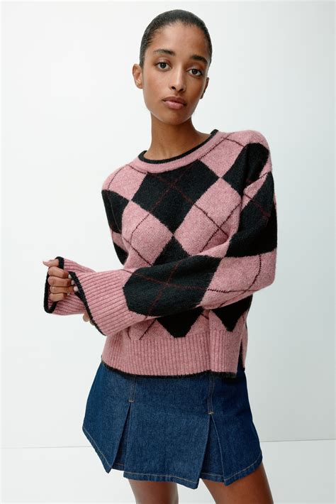 Women's Pink/argyle Jacquard-Knit Sweater | H&M CA