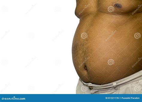 Belly Fat Black Men`s Isolated on White Stock Photo - Image of loss ...