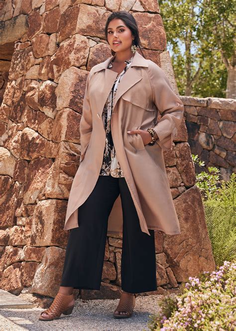 Shop Plus Size Light Natural Trench Coat, Brown | Taking Shape AU