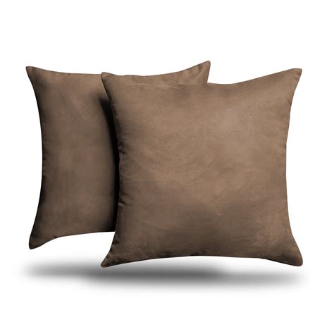 Pack of 2 Solid Faux Suede Soft Decorative Square Throw Pillow Covers ...