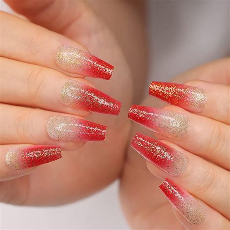 Ombre Glitter Nails Red