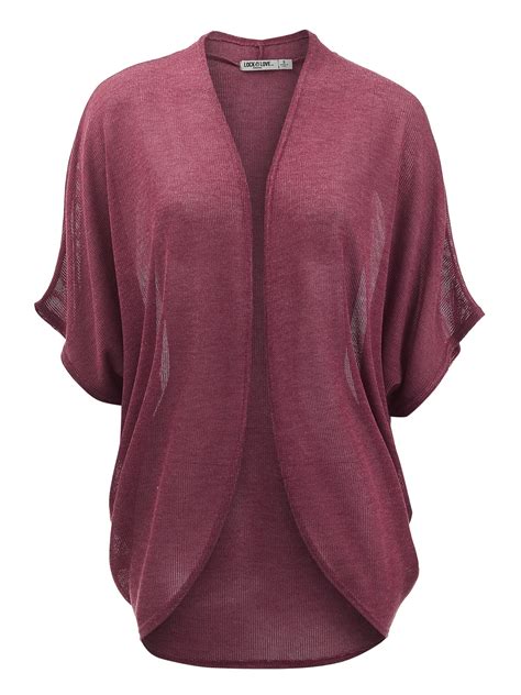 Made by Johnny Women's Short Sleeve Open-Front Batwing Cardigan XXL WINE - Walmart Business Supplies