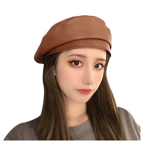 White Beach Hats For Women Beret Hat Leather Beret French Beret Artist ...