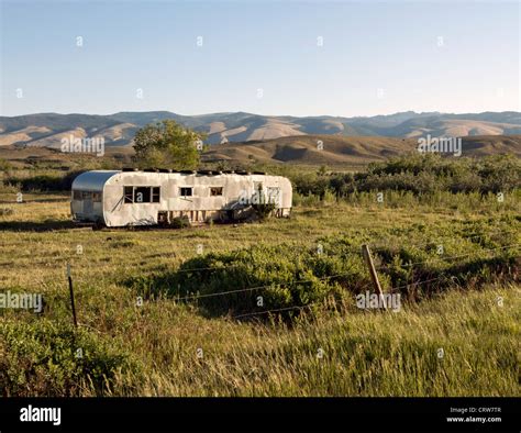 Fort Washakie, Wyoming - Abandoned trailer on the Wind River ...