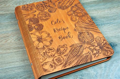 Personalized Wooden Recipe Book Binder Custom Journal Cookbook | Etsy