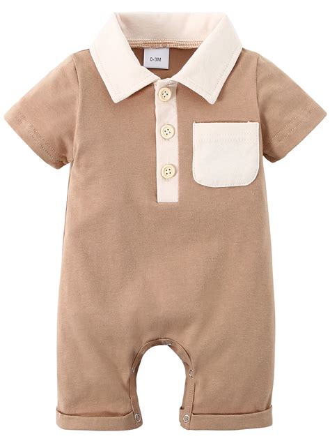 CARETOO Newborn Baby Boy Clothes Infant Romper 0-18M Short Sleeve ...