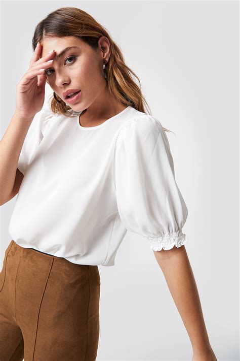 Puffed Short Sleeve Blouse White | NA-KD