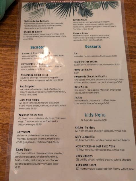 Online Menu of Tulum Mexican Cuisine Restaurant, San Antonio, Texas ...