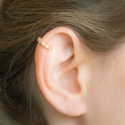 Helix Piercing Gold Helix Earring Pave Cartilage Earrings - Etsy | Gold ...
