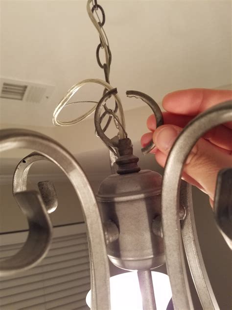lighting - How can I reattach a chandelier light fixture to the chain ...