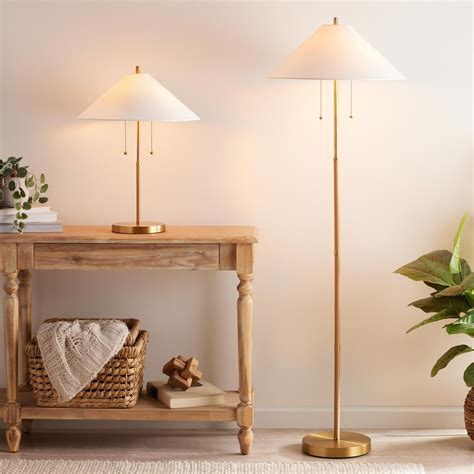Brass and Faux Rattan Empire 2 Light Floor Lamp - World Market in 2024 ...
