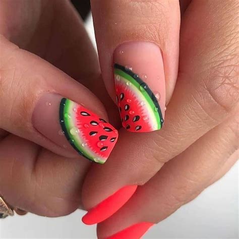 Nail art with fruits actual summer trends in 2021 | Watermelon nails ...