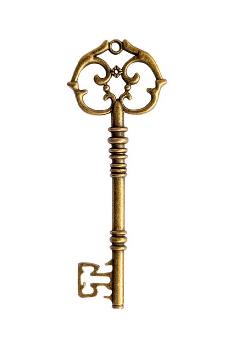 Close up old vintage key isolated on transparent background. Png ...