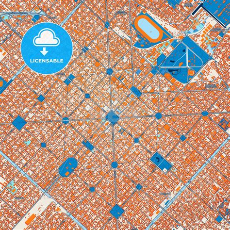 Colorful La Plata Street Map With Labels And Buildings - HEBSTREITS
